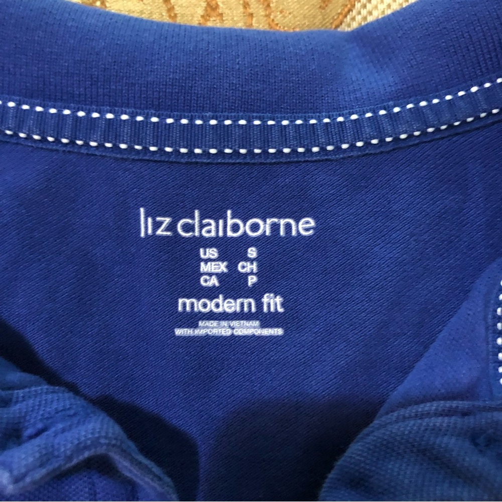 Top Lot of 2, Liz Claiborne polo crop blue AND off-shoulder crop ivory, Size S/M - Picture 4 of 14